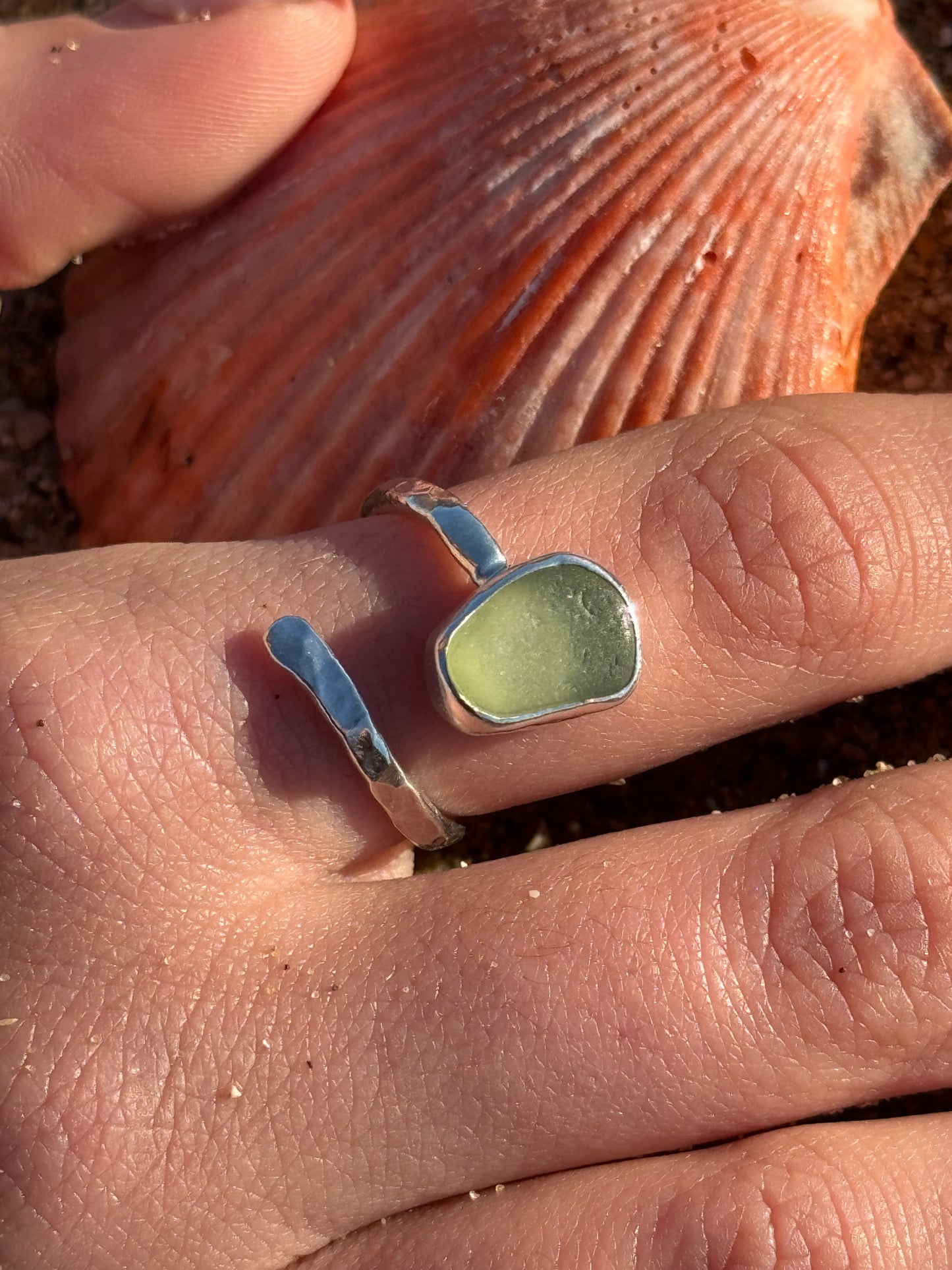 Green Seaglass Ring