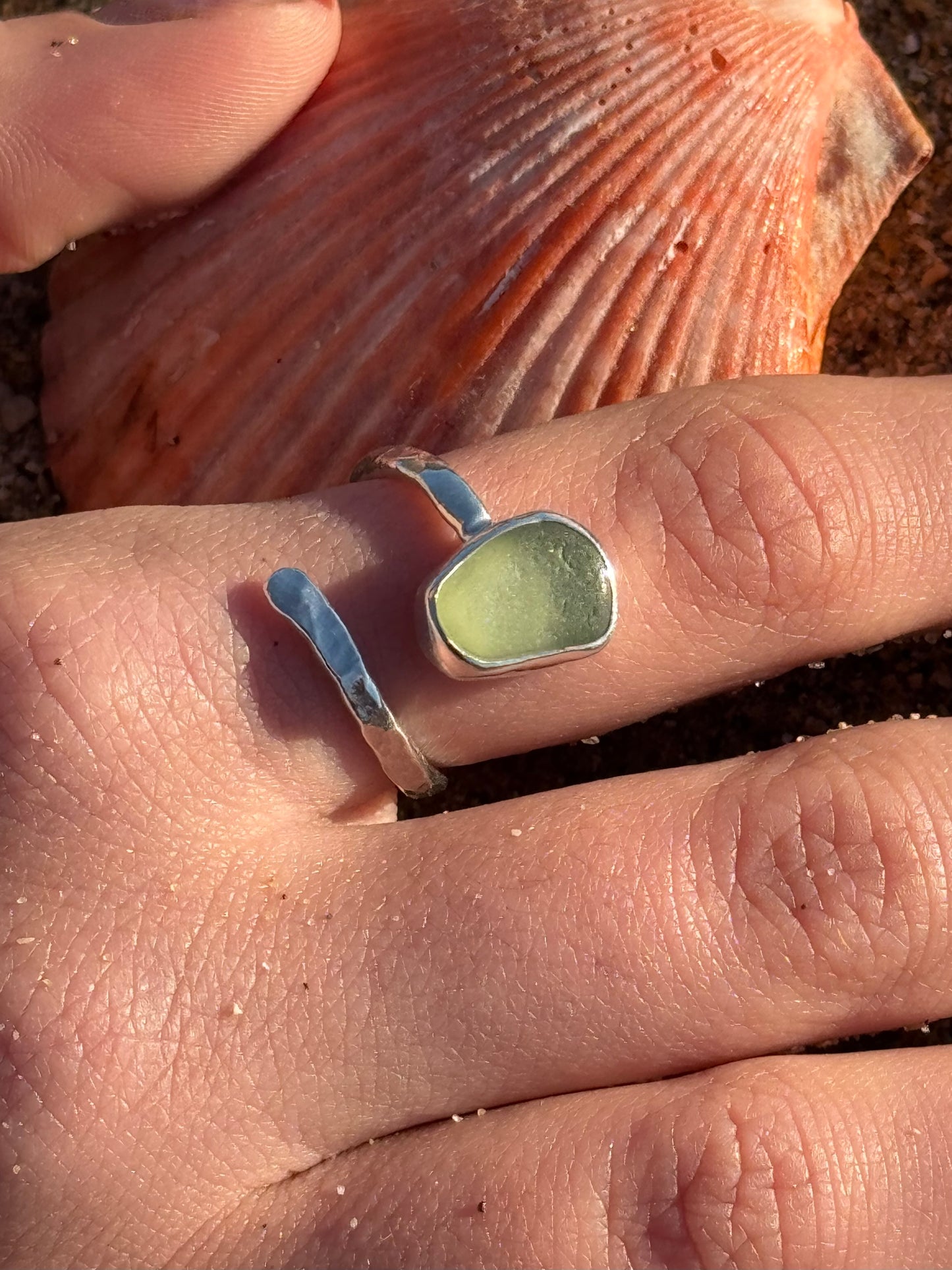 Green Seaglass Ring