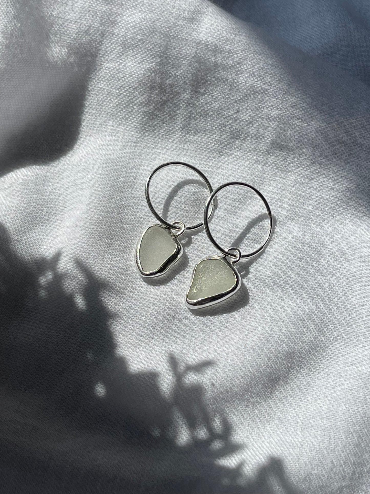 White Sea glass hoops