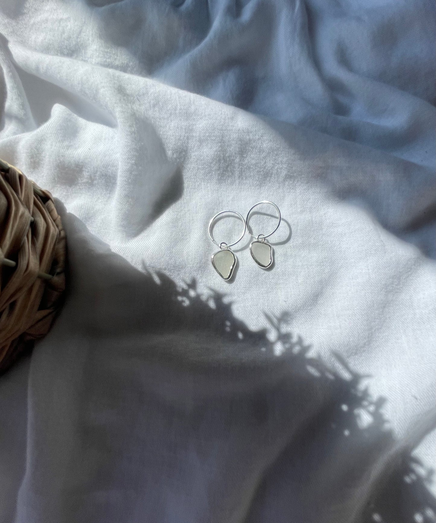 White Sea glass hoops