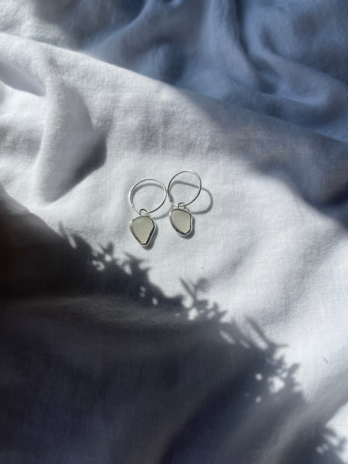 White Sea glass hoops