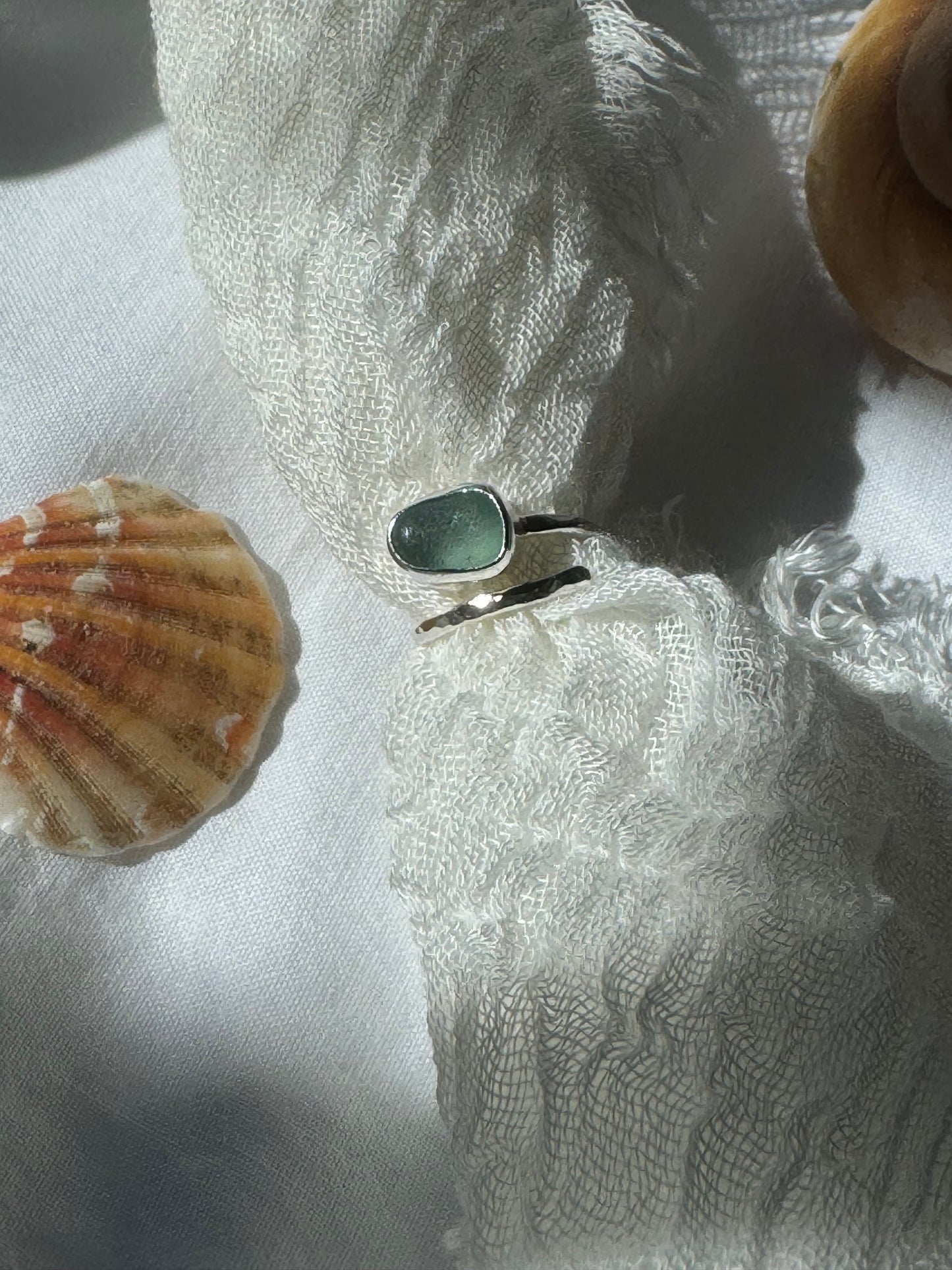 Baby blue seaglass ring