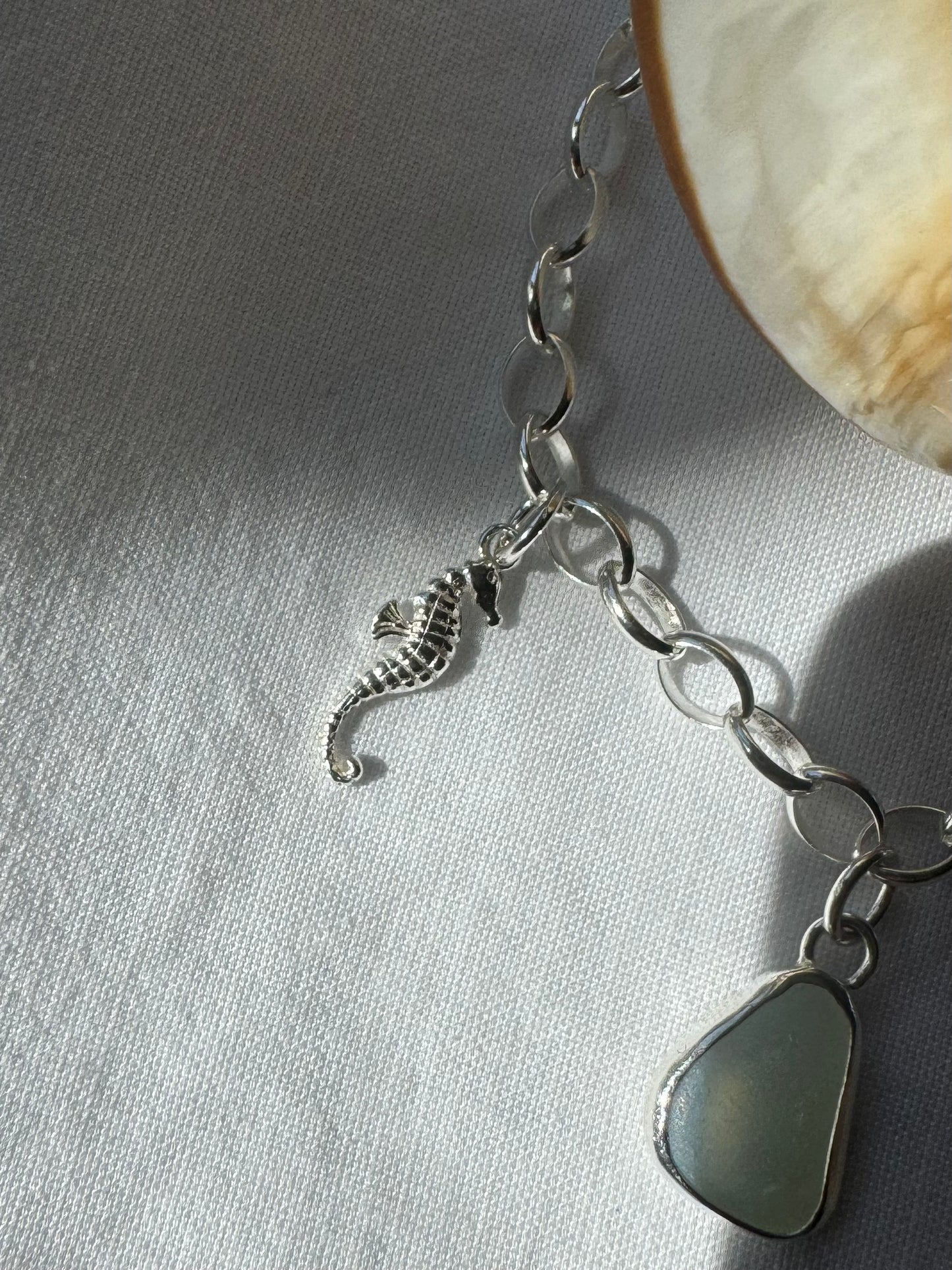 Pearlescent seaglass charm bracelet