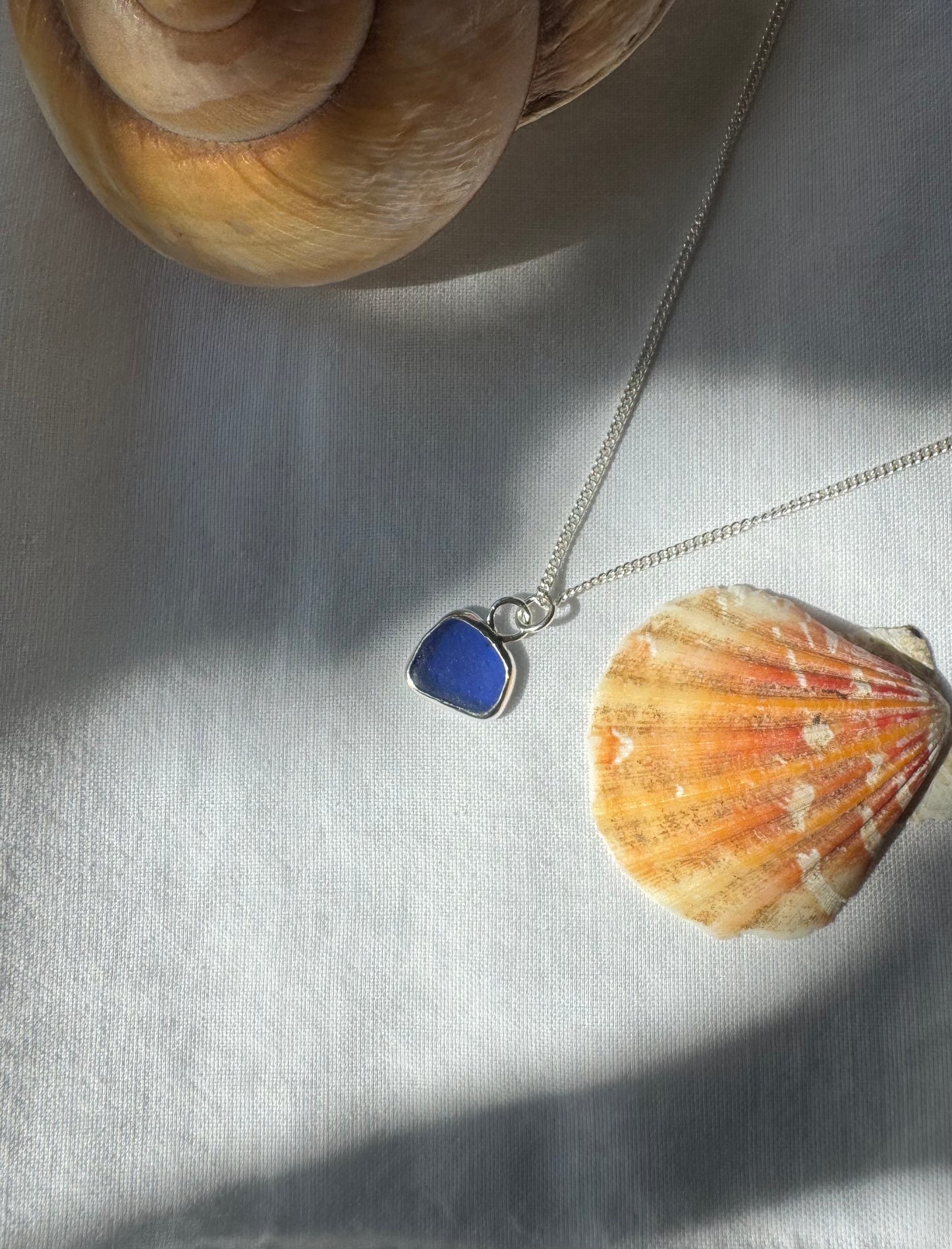 Deep blue seaglass necklace