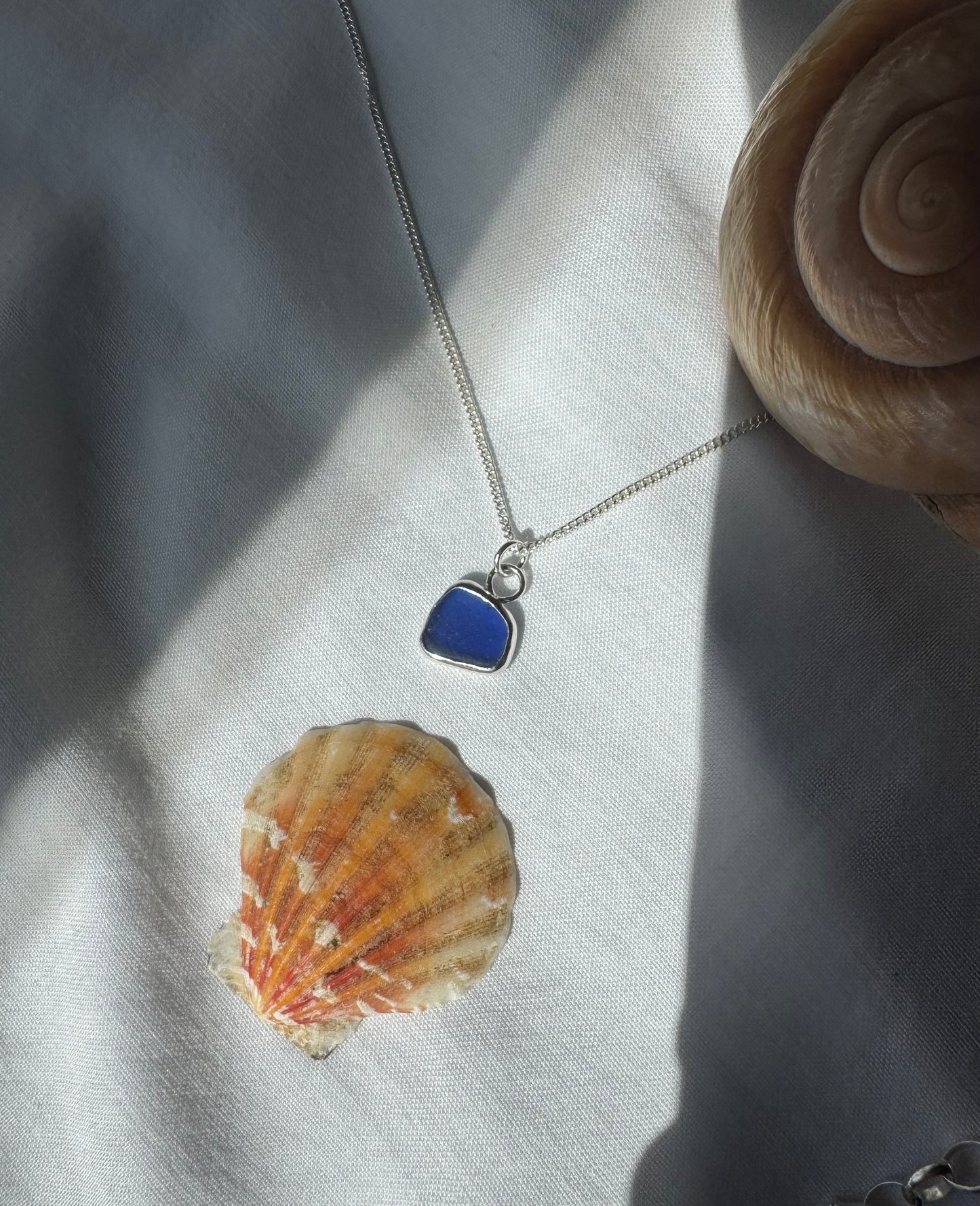 Deep blue seaglass necklace