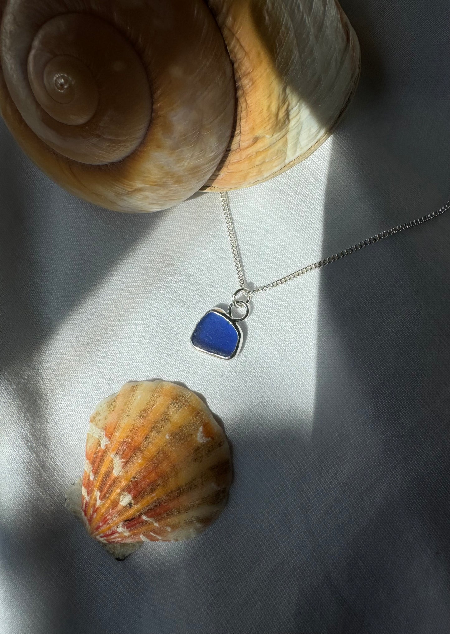 Deep blue seaglass necklace