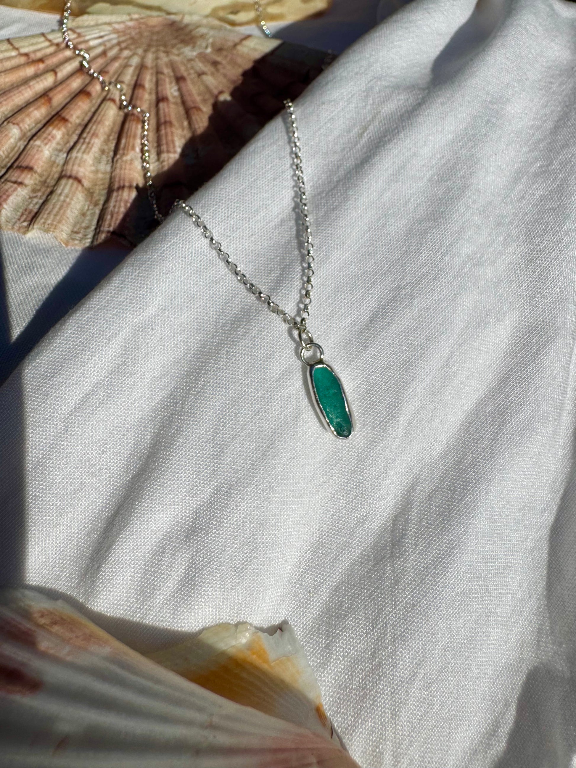 teal seaglass necklace handmade jewellery seaglass jewellery