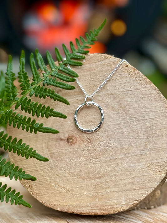 Textured circle necklace