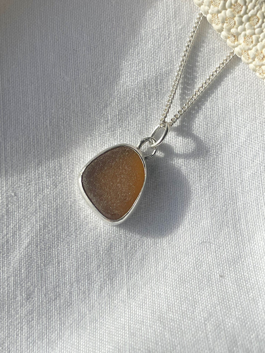 Brown sea glass necklace