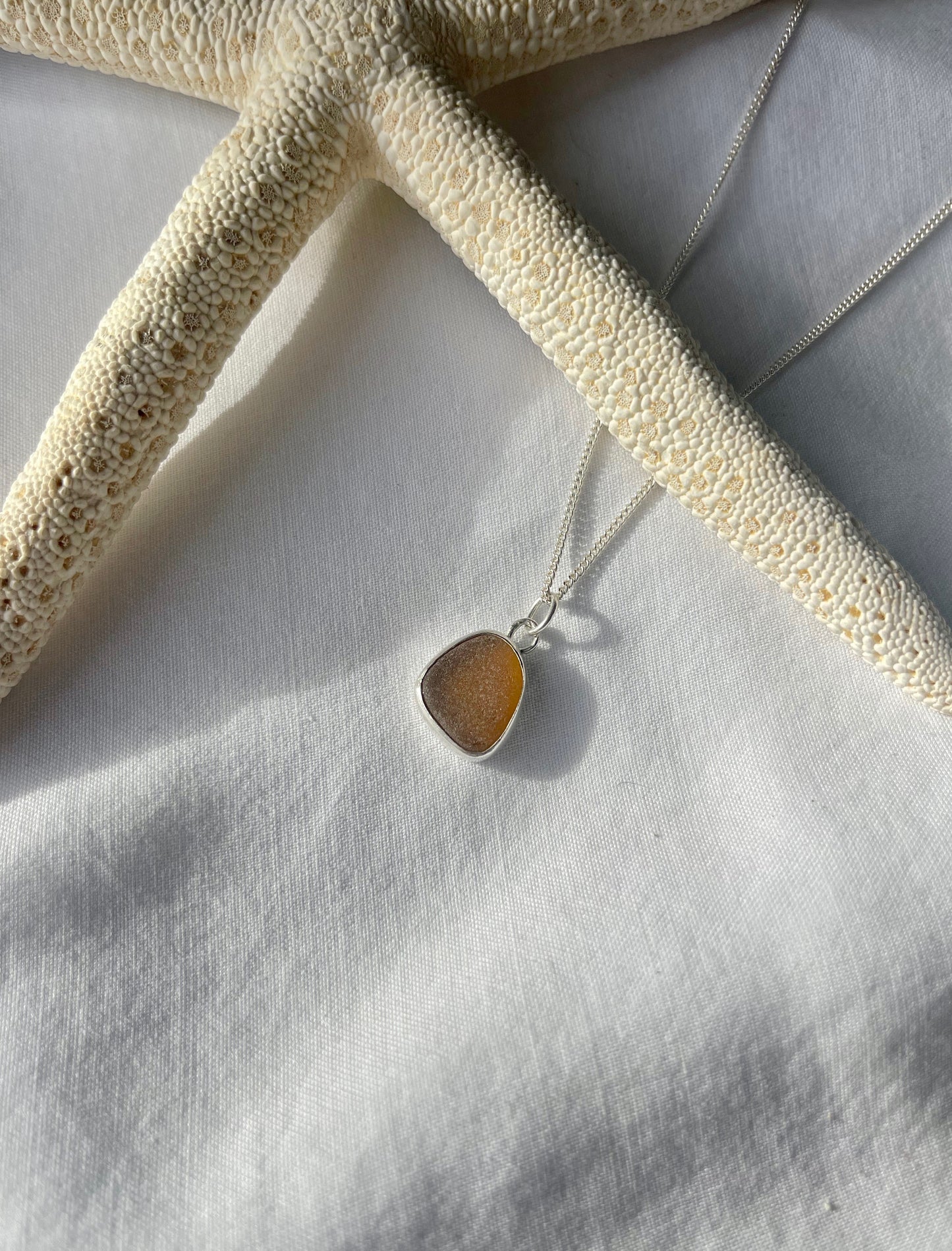 Autumn brown sea glass necklace