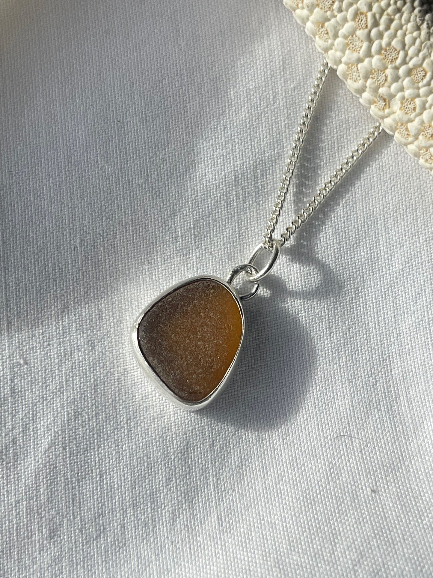 Autumn brown sea glass necklace