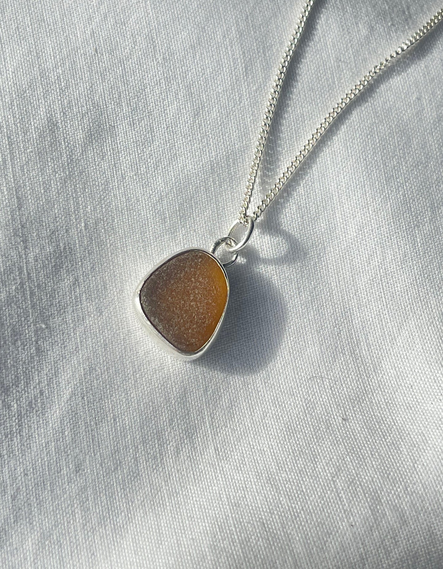 Autumn brown sea glass necklace